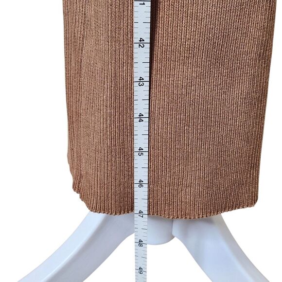 Almost Famous Ribbed Midi Dress Short Sleeve White Blue Tan Striped Colorblock M - Picture 10 of 10